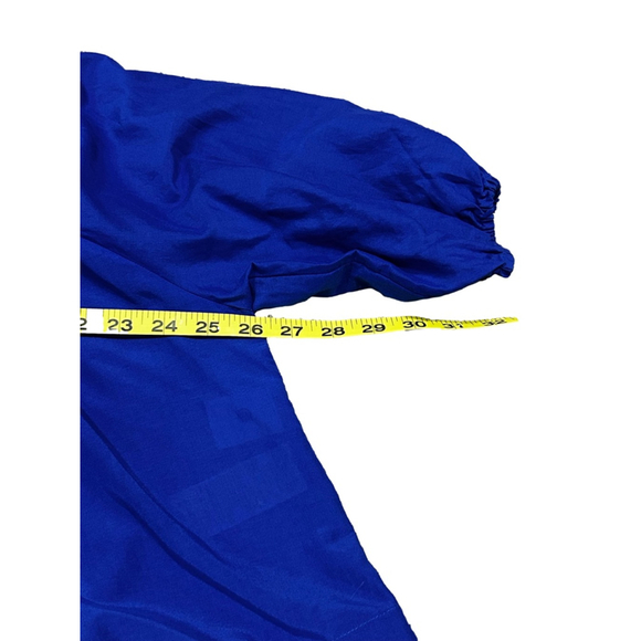 NWT Madewell Shirred Puff-Sleeve Top in Cotton-Silk Voile in blue size XS - Picture 7 of 10